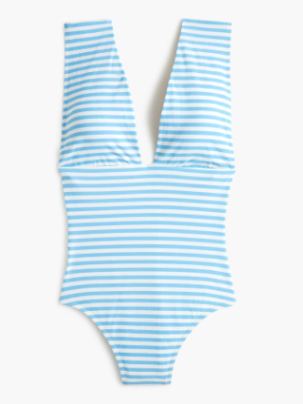 NWOT J. Crew Light Blue and White Striped V Neck One Piece Swimsuit